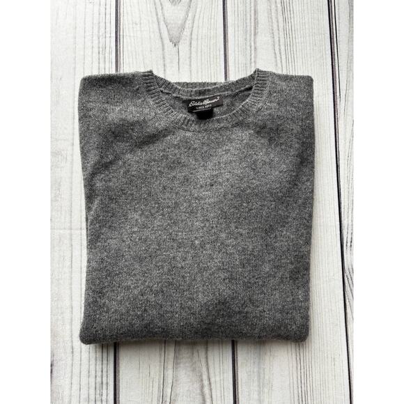 Eddie Bauer Men's Size XL 100% Lambswool Gray Sweater Warm Cozy Wool - Picture 8 of 8
